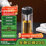 万象（WANXIANG）双层玻璃杯经典皮纹V21RL商务办公礼盒泡茶杯480ML大容量家用水杯
