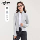 MJ STYLE空气层修身外套女2026秋冬新款立领拉链修身短款内搭运动上衣