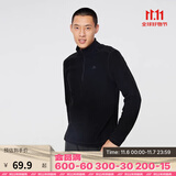 迪卡侬（DECATHLON）保暖户外抓绒衣外套男女运动宽松秋摇粒绒外套冲锋衣内胆 男款-半拉链-黑色 M