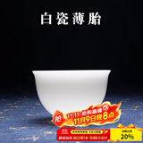 容山堂白瓷薄胎茶杯品茗杯主人杯茶碗闻香杯斗笠杯功夫茶具单杯盏 白瓷薄胎若纸品茗杯-碗杯