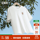 森马（Semir）【多彩凉感T】短袖t恤女夏中长款宽松舒适刺绣上衣109324100007