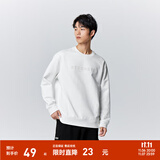 森马卫衣男冬季简约字母绣花圆领套头抓绒上衣时尚校园风 本白10101 M