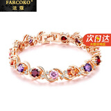 法蔻（farcoko）水晶手链女镀玫瑰金首饰品元素星座配饰圣诞情人节生日礼物送女友 多姿多彩玫瑰金