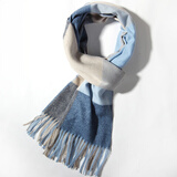 达芬奇密码 秋冬季保暖围巾女欧美风学生围脖情侣格子披肩 2# 天蓝卡其（205*35cm）