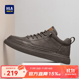 海澜之家HLA男鞋休闲皮鞋子秋冬男士板鞋运动鞋HAAXXM1EBF038 棕色42