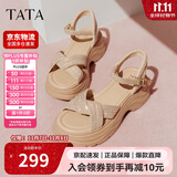 他她TATA休闲厚底凉鞋女鞋法式气质时装凉鞋2025夏季CXT01BL5 杏色 35