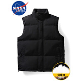 NASA MARVEL官方联名马甲男外套上衣男士冬季新款潮流防风宽松立领保暖男女款 yifeng-YF9957黑色 2XL （建议145-160斤）
