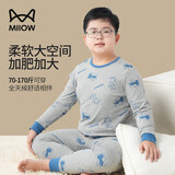 猫人胖童秋衣秋裤加肥加大男大童纯棉儿童内衣套装 飞机字母 150