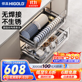 悍高（HIGOLD） 厨房橱柜拉篮碗架抽屉式碗篮加厚304不锈钢底板调味篮双层碗碟篮 700柜2层-L系列套装
