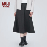 无印良品（MUJI）女式 弹力起毛 宽摆裙 休闲中长款A字半身裙子女款秋季 BE1P4C3A 深棕色 S (155/62A)