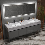 公共卫生间大理石双盆浴室柜组合落地式洗漱台洗脸盆套装支持定制 1.2米双盆带柜体配智能镜