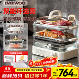 大宇（DAEWOO）【玻璃通透0塑料】多功能电蒸锅炖蒸煮一体 食品级玻璃 家用多层大容量蒸汽锅 不锈钢盘 预约 S22