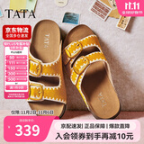 他她TATA女鞋可露丽熊25复古勃肯拖鞋女休闲厚底凉鞋7GN03BT5黄色 37