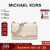 MICHAEL KORS礼物轻奢MK女包SLOAN小香风链条单肩斜挎腋下包 大号 奶白色