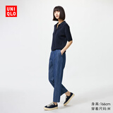 优衣库女装棉质牛仔舒适九分裤/水洗产品休闲百搭478995 473801 478995/67海蓝色 M