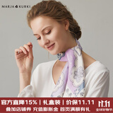 玛丽亚·古琦（MARJA KURKI）真丝丝巾女方巾送爱人 丝绸中小方巾桑蚕丝礼盒送妈妈 清梦星河 紫色