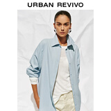 UR2025冬季新款女装简约通勤气质风长袖开襟衬衫UWB250002 粉蓝 S