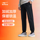 鸿星尔克运动裤男秋冬季新款加绒休闲裤长裤束脚针织卫裤男士裤子九分裤 【加绒】-正黑-1026 XL （170-175cm/130-140斤）