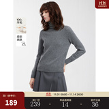 ELLE【100%绵羊毛】无缝一体高领毛衣女2025秋装新款软糯毛针织衫 浅灰（升级款） M