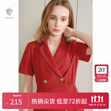 范思蓝恩正式气质通勤连衣裙女夏季收腰显瘦面试西装裙 红色 XL