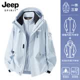JEEP SPIRIT新款冲锋衣外套三合一男女夹克春季防风防水情侣登山服外套团购 26188月光蓝【三合一】男女同款 L (建议100-115斤)