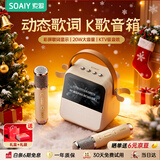 索爱（soaiy）GC200PRO歌词蓝牙音箱k歌话筒麦克风一体式用家庭儿童唱歌ktv音响男女生日伴手圣诞礼物 礼盒版