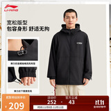李宁加绒保暖运动风衣男女同款25秋冬防泼水宽松连帽运动外套AFDVG11
