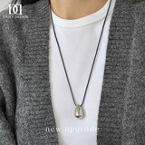 DAISY DREAM极简水滴金属吊坠黑皮绳项链女长款可调节冷淡风秋冬毛衣链配饰品 极简水滴项链