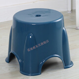 爱迪威塑料凳子加厚熟胶家用矮凳时尚小板凳浴室茶几换鞋凳圆凳椅子 加厚款-深海蓝大号(高26公分)