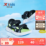 特步（XTEP）童鞋儿童凉鞋防滑透气露趾凉鞋沙滩鞋小中大童男童凉鞋 黑/石板灰 33