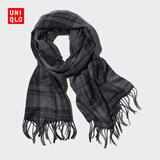 优衣库男装女装HEATTECH围巾格子围脖学院风保暖25秋冬新款478313 08 深灰色 均码 (180 × 50 cm)