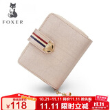 金狐狸（FOXER）牛皮女士钱包大容量短款卡包钱票夹手拿包零钱包轻奢女友生日礼物
