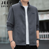JEEP SPIRIT吉普外套男秋冬季韩版抓绒衣男士立领上衣男装 灰色 XL