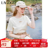 LAGOGO【凉感抗菌】索罗娜短袖T恤女拉谷谷夏季简约圆领正肩上衣 米色(T2) S