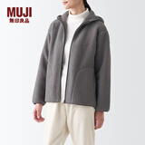 无印良品 MUJI 女式 长毛抓绒连帽衫 BBJ21A2A 柔软外套短款外套 中灰色 M