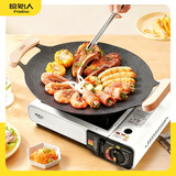 原始人卡式炉烤盘户外露营铁板烧烤盘麦饭石韩式家用电磁炉烤肉盘