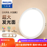 飞利浦（PHILIPS） LED筒灯高显防眩孔径75mm嵌入式天花过道三色孔灯超薄桶洞筒射灯 大光面13W【开孔145-160mm】 冷白光6500k