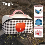 Tagi.《i》想象苹果鼓鼓可爱防水便携收纳化妆包牛仔皮质旅行手提女包 奶牛格