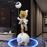 婵媄小度智能语音宇航员太空人大型落地摆件客厅装饰开业乔迁生日礼物 月球体音箱底座款【白金】（能K歌/标配投影灯） 无小度