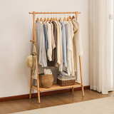 zhuting实木衣架落地立式衣帽架折叠挂衣架卧室专用多功能挂钩简易晾衣架 100榉木衣帽架【原木色】