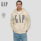 GAP男女装2025秋季新款logo印花抓绒宽松运动连帽衫卫衣786920 米色 XL (180/100A) 亚洲尺码