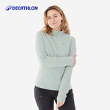 迪卡侬（DECATHLON）保暖户外抓绒衣外套男女运动宽松秋摇粒绒外套冲锋衣内胆 女款-半拉链-绿色 L