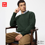 优衣库男装女装精纺美利奴羊毛圆领针织衫/毛衣毛衫25新款478535 57 深橄榄色 L /175/100A