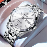 欧品客瑞士原装手表男士全自动机械表商务防水真钻专用世界十大名表 本色白面-官方标配 进口机芯 40mm