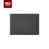 MUJIPVC封面月周记笔记本/2025年12月开始 本子 日记本 记事本 日程本 88张/深灰色/A6横款