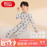 红豆儿童纯棉内衣套装男女童秋衣秋裤秋冬保暖低领棉毛衫M1249麻灰140