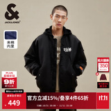 杰克·琼斯（JACK&JONES）25年秋冬男装棉衣飞行夹克男保暖宽松潮流连帽短款棉服外套男士 黑色E40 L 180