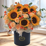 冉子花坊鲜花速递同城配送向日葵混搭抱抱桶玫瑰送女友爱人生日礼物真鲜花 欣欣向荣