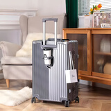 狄斯顿保罗（DISIDUNBAOLUO）行李箱铝框学生拉杆箱大容量旅行箱硬壳密码箱皮箱子万向轮登机箱 升级款【深灰色】加厚铝框 26英寸 干湿内衬+轻音万向轮