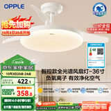 欧普（OPPLE）风扇灯吊扇灯护眼全光谱智控LED照明Ra95餐厅卧室灯包安装 冰风白